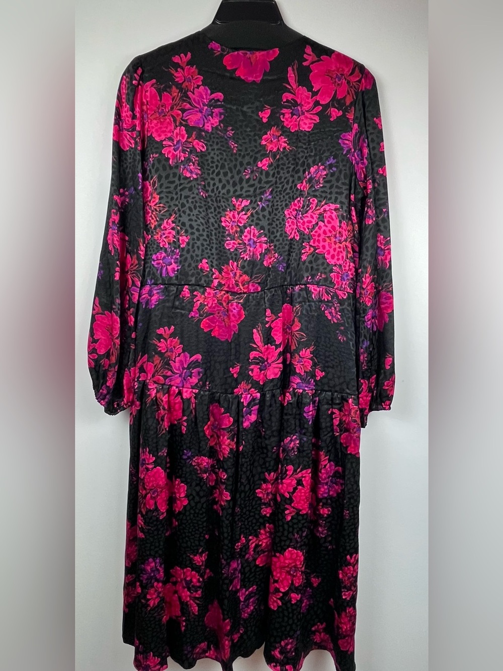 Robbie Bee Floral Faux Wrap Midi Dress Red Black Tie Waist Size 10 - Picture 7 of 14